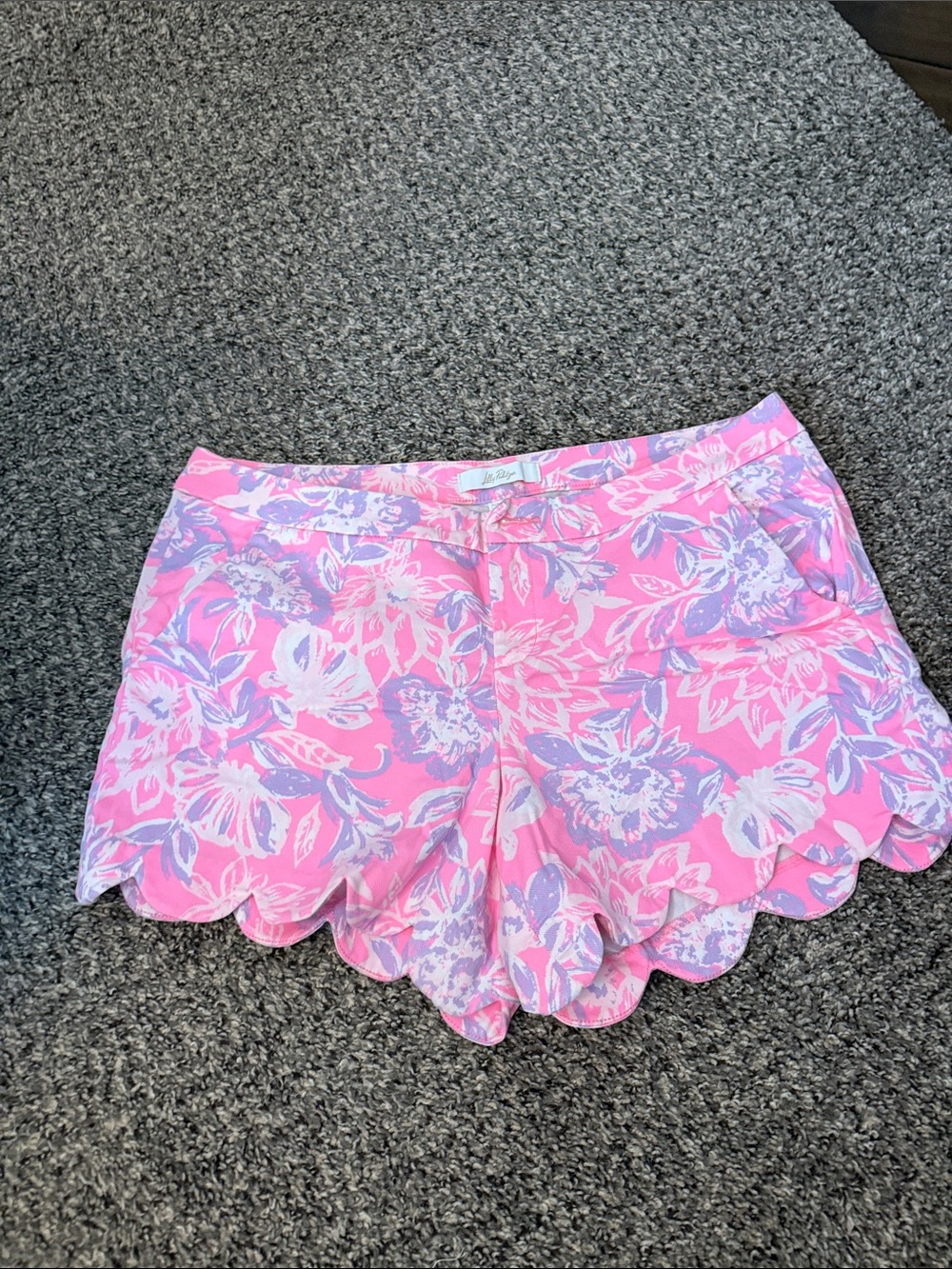 Lilly Pulitzer Pink & Lavender Floral Scallop Hem Shorts